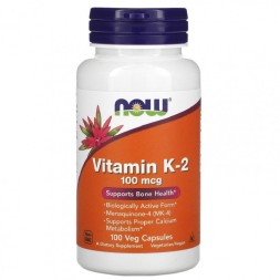 Комплексы витаминов и минералов NOW Vitamin K-2 100mcg   (100 vcaps)